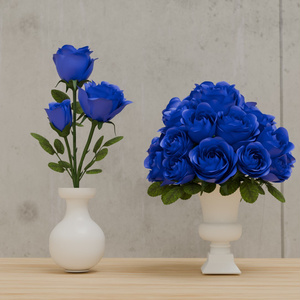 Blenderを使って作った青薔薇の花瓶挿し、花瓶シリーズ