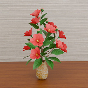 椿の花瓶飾り　VRC対応装飾品　花シリーズ　shader2種