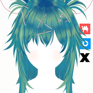 ブルー×ターコイズ原宿ヘア – ピン付き！- 3D Vroid Harajuku Style Hairstyle