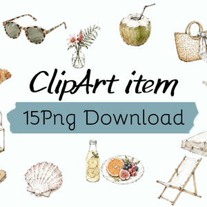 夏のリゾートClipArt 15点セット/Summer Resort ClipArt Set