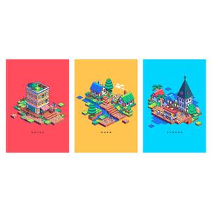 ドット絵 クォータービュー ポストカードセット