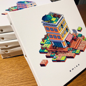 ドット絵 アートキャンバス クォータービューの「MURA」