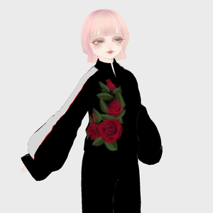 【vroid】バラ柄 韓国風 ジャージコーデ