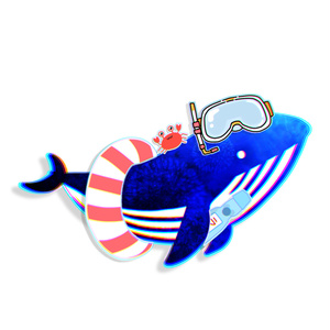 クジラ・アクリルキーホルダー:夏