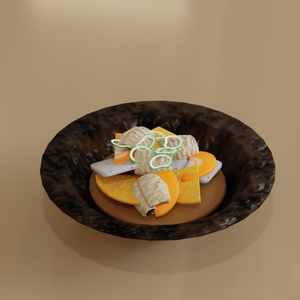 3D model] Stewed Motto - with individual 3D models of Motto, Carrot, Daikon, Konnyaku and Green Onion
