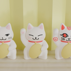 3D model] 3 kinds of Manekineko