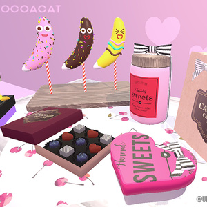 【VRC想定】CHOCO、チョコバナナ等の贈り物セット【3D小物】（机付き）【PCVR／Quest】 缩略图 2