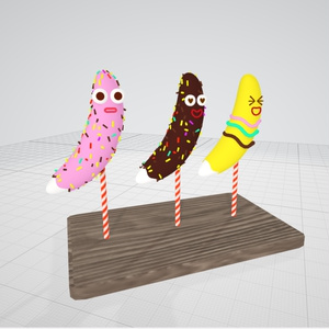 【VRC想定】CHOCO、チョコバナナ等の贈り物セット【3D小物】（机付き）【PCVR／Quest】 缩略图 3