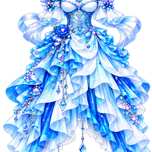 水色と薔薇や宝石をイメージしたドレス