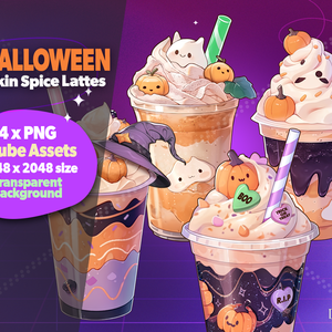 Vtuber Assets Halloween Pumpkin Spice Latte, Vtube, Vtuber, Streamer, Twitch, Vtubing, Spooky, Pumpkins, Witch Hat, Cute, Boo, Coffee