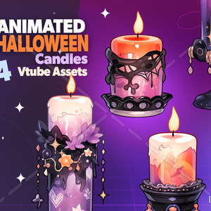 Animated Vtuber Halloween Candles, Stream decoration, vtuber background, vtuber asset, Twitch asset, vtube assets