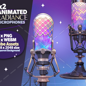 2 x Animated Vtuber Radiance Microphones, Stream decoration, vtuber background, vtuber asset, Twitch asset, vtube assets