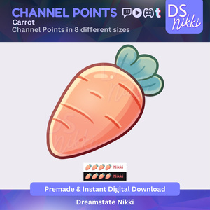 Carrot Easter Twitch Channel Points Icon – Cute Spring Badge for Twitch, YouTube, Discord, TikTok – Kawaii Stream Reward Icon