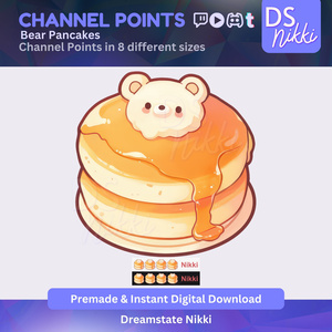 Bear Pancakes Twitch Channel Points Icon – Cute Bear Bakery Badge for Twitch, YouTube, Discord, TikTok – Kawaii Stream Reward Icon