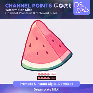 Watermelon Slice Twitch Channel Points Icon – Cozy Fruit Badge for Twitch, YouTube, Discord, TikTok – Kawaii Stream Reward Icon