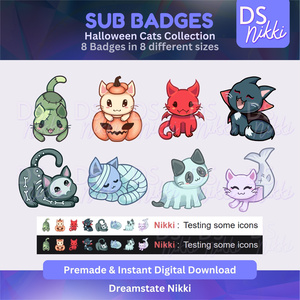 Halloween Cats Twitch Sub Badges – Spooky Kittens