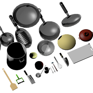 【無料ゲーム公開中】３Dモデル　食器・調理道具セット　ゲーム・漫画等利用可