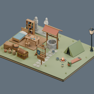 ローポリ ファンタジーRPG 3D小物セット Vol.1【Blender / FBX / GLB】