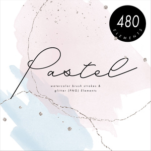 水彩PNG素材480点セット-Pastel