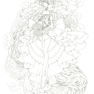 手描きイラスト オリジナル 「山藤の案内人」 原画 イラストボード