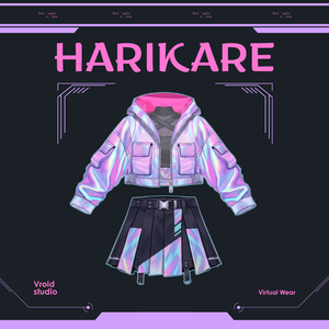 Cyberpunk Techwear neon jacket | VRChat clothing asset | vtuber fashion | Vroid studio clothing | Quantum Glow