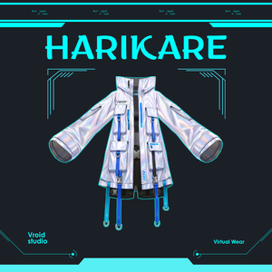 Cyberpunk Techwear white neon jacket | VRChat clothing asset | vtuber fashion | Vroid studio clothing |  Icebound Unit