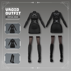 だーくごしっくこーで  Black Gothic harness dress VRChat vtuber Vroid fashion asset