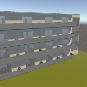 Unity標準Cubeと単色マテリアルで作られた シンプルアパート作成キット 1部屋30平米(5x6)で家賃は無料！？編