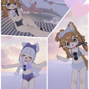 high waist lace up bikini set ハイウエストレースアップビキニセット（まめひなた-mamehinata- / まめふれんず）VRChat向け 缩略图 11