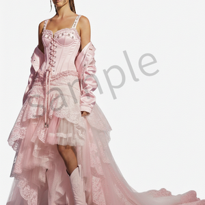 【AI生成】ピンクコルセット ハイ・ロードレス　【AI Generated】 Pink Corset High-Low Dress