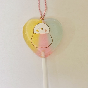 【ペロキャンキーホルダー】あめいろのインコ