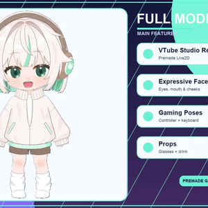 【VTS即導入OK】ゲーミングガールちびLive2D VTuberモデル｜表情・ポーズ差分付き