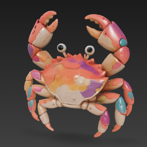 Pastel Patchwork Crab Sculpture