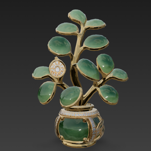 Golden Bonsai Brooch 金の盆栽ブローチ
