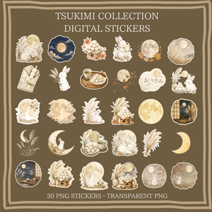 TSUKIMI COLLECTION｜お月見デジタルステッカー30枚セット｜PNG・背景透過