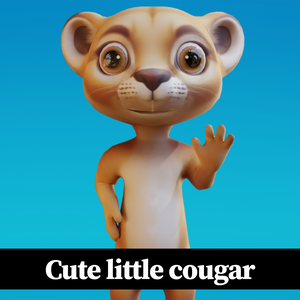 Cute Anthropomorphic Cougar - Rigged 3D Model | かわいいピューマ獣人3Dモデル