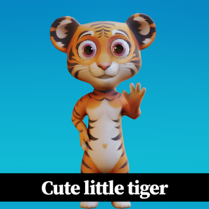 Cute Anthropomorphic Tiger Cub - Rigged 3D Model | かわいい子トラ獣人3Dモデル