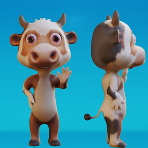 Cute Anthropomorphic Cow - Rigged 3D Model | かわいい牛獣人3Dモデル