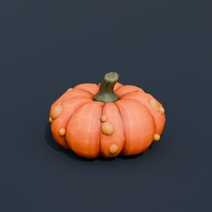 Stylized Low-Poly Squat Warty Pumpkin | Blender | ハロウィン3Dモデル
