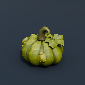 Stylized Low-Poly Green Swamp Pumpkin | Blender | ハロウィン3Dモデル
