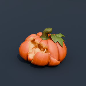 Stylized Low-Poly Smashed Pumpkin | Blender | ハロウィン3Dモデル