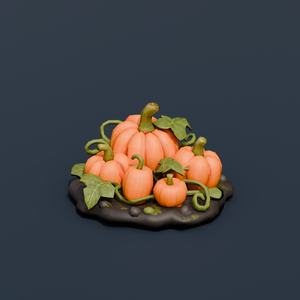 Stylized Low-Poly Pumpkin Patch Cluster | Blender | ハロウィン3Dモデル