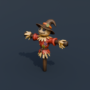 Stylized Low-Poly Classic Scarecrow | Blender | ハロウィン3Dモデル