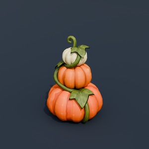 Stylized Low-Poly Stacked Pumpkin Tower | Blender | ハロウィン3Dモデル