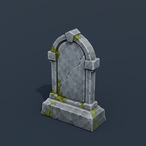 Stylized Low-Poly Simple Rounded Headstone | Blender | ハロウィン3Dモデル