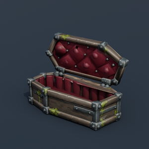Stylized Low-Poly Open Coffin | Blender | ハロウィン3Dモデル