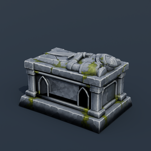 Stylized Low-Poly Stone Sarcophagus | Blender | ハロウィン3Dモデル