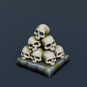 Stylized Low-Poly Skull Pile | Blender | ハロウィン3Dモデル
