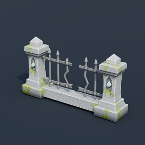 Stylized Low-Poly Straight Wrought Iron Fence | Blender | ハロウィン3Dモデル