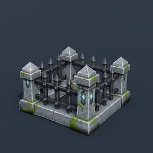 Stylized Low-Poly Broken Fence Section | Blender | ハロウィン3Dモデル